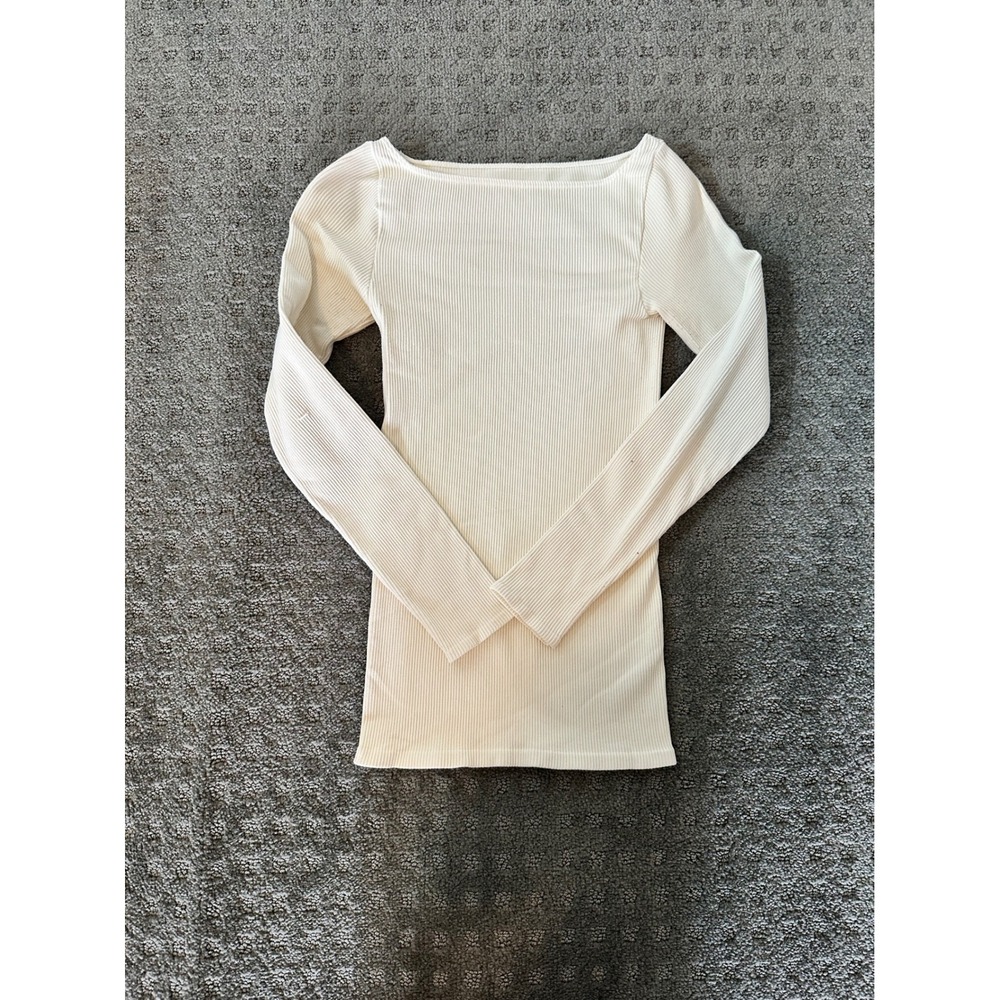 Free People Intimately Ribbed Long Sleeve Top M/L Cream Good - Picture 2 of 10